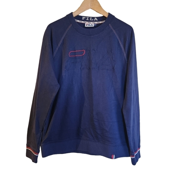 Fila blue long-sleeve pull-on crew-neck  sweater top - Picture 1 of 12